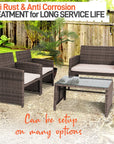 4 Pcs Patio Outdoor Rattan Furniture Set - From Where -