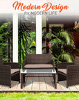 4 Pcs Patio Outdoor Rattan Furniture Set - From Where -