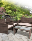 4 Pcs Patio Outdoor Rattan Furniture Set - From Where -