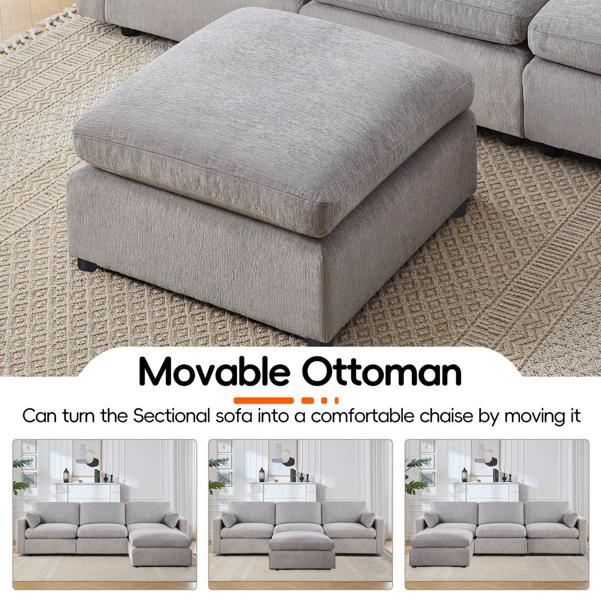 4 - Piece Modular Sectional With Ottoman - From Where -