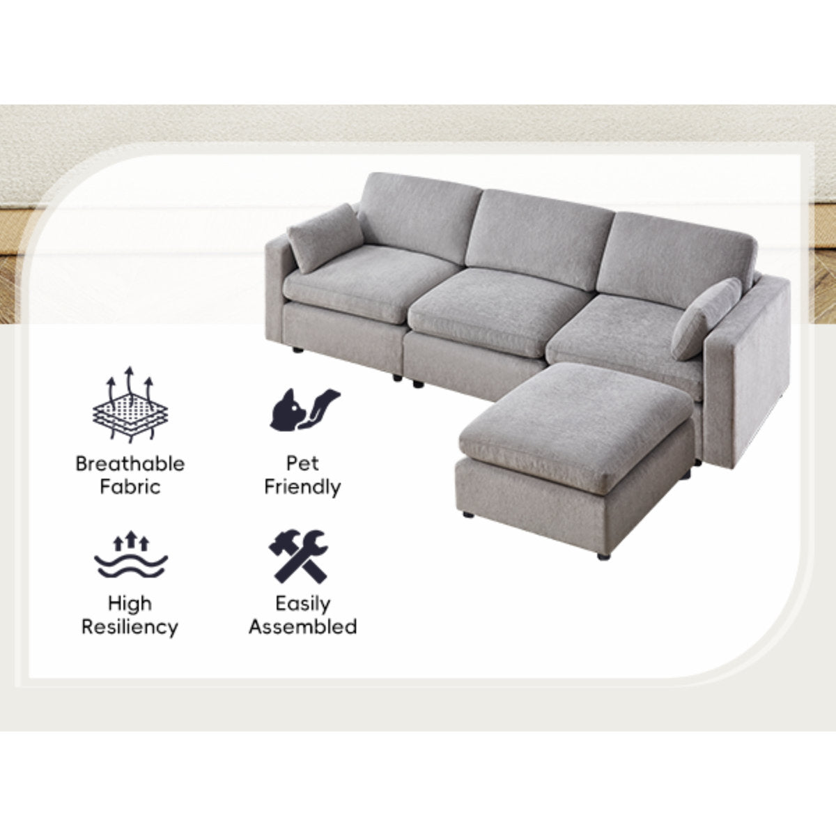 4 - Piece Modular Sectional With Ottoman - From Where -