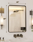 40x28" Black Metal Framed Bathroom Mirror - From Where -