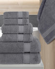 Elegant Comfort Cotton 6-Piece Towel Set Cotton Bathroom, Grey