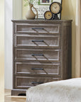 46" Tall Rustic Chest with Metal Handles - From Where -