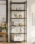 Casacomoda 6-Tier Tall Bookshelf, Large Bookcase with Steel Frame, Deep Book Shelf for Living Room, Home Office, Study, Industrial Style, Black - Walmart.com