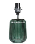 Mainstays 12.75"H Mini Green Glass Stripe Table Lamp with White Lamp Shade
