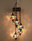 5 Globes Mosaic Chandelier Turkish Lamp - From Where -