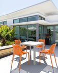 5 - Piece White and Orange Outdoor Patio Dining Set - From Where -
