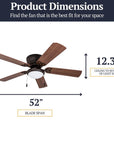 52'' Ceiling Fan with Light Kit - From Where -