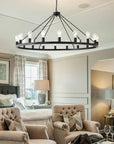 53” Black Large Wagon Wheel Chandelier - From Where -