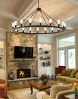 53” Black Large Wagon Wheel Chandelier - From Where -