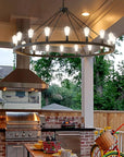 53” Black Large Wagon Wheel Chandelier - From Where -