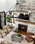 53” Black Large Wagon Wheel Chandelier - From Where -