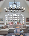53” Black Large Wagon Wheel Chandelier - From Where -