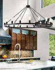 53” Black Large Wagon Wheel Chandelier - From Where -