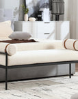 55" White Boucle Bench - From Where -