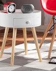 Baxton Studio Jessen Mid-Century Modern White 1-Drawer Wood End Table