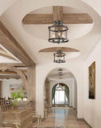 LNC Rustic Farmhouse 3-Light Semi-Flush Ceiling Light Distressed Wood