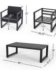 Calderon 4 Piece Outdoor Aluminum Chat Set, Dark Gray