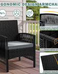 Outdoor Patio Conversation Set, Segmart 4 Pieces Rattan Sofa Set Cushioned Sofa & Charis, Deck Porch Poolside Furniture Table Set for 4, Gray