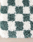 Bettie Retro Checkered Shag Rug | Green