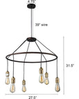 6-Light Industrial Hoop Rustic Circular Chandelier