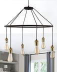 6-Light Industrial Hoop Rustic Circular Chandelier