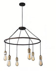 6-Light Industrial Hoop Rustic Circular Chandelier