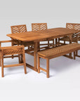 6 Pc Slatted Extendable Patio Dining Set - From Where -