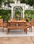 6 Pc Slatted Extendable Patio Dining Set - From Where -