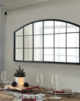Black Grid Wide Window Pane Mirror