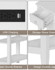 Narrow End Table with Charging Station