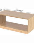 Coffee Table with Storage Shelf, Modern Rectangle Cocktail Table, Wood Center Table for Living Room (Wood)