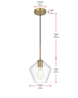 Living District Gene 8 Inch Pendant Clear Shade in Satin Gold