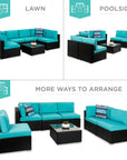 7 - Piece Modular Patio Set in Black & Teal - From Where -