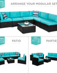 7 - Piece Modular Patio Set in Black & Teal - From Where -