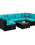 7 - Piece Modular Patio Set in Black & Teal - From Where -