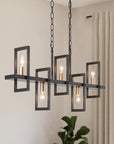 Black Gold 5 Light Linear Chandelier