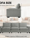 3-Seater Modular Sofa with Seats Storage