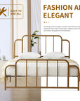 Queen Gold Metal Platform Bed Frame