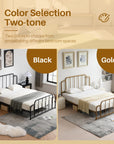 Queen Gold Metal Platform Bed Frame