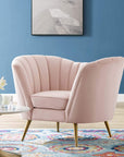 Tufted Performance Velvet Accent Armchair in Pink