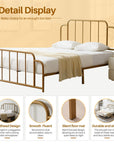 Queen Gold Metal Platform Bed Frame