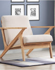 Pemberly Row Solid Wood and Fabric Upholstered Accent Armchair in Beige/Oak