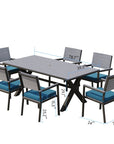 78.74" Long Aluminum Outdoor Dining Set with Cushions - From Where -