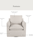 My Texas House Briar Swivel Accent Chair, Cream Linen