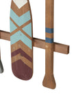 DecMode Blue Wood Novelty Canoe Oar Paddle Wall Decor with Arrow and Stripe Patterns