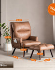 Adjustable Backrest Accent Chair with Ottoman