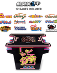 Arcade1Up Ms.PAC-MAN Head-to-Head Arcade Machine – Retro Home Arcade Table with 12 Classic Games, Light-Up Control Deck & Real-Feel Joysticks