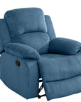 Aukfa Manual Recliner Chair, Overstuffed Single Sofa for Home Office, Flannel, Blue
